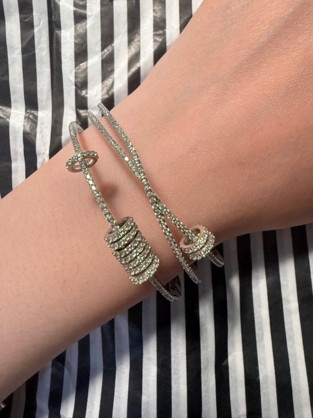 APM Monaco-Inspired S925 Sparkling Open Cuff Bangle Bracelet with Clear CZ
